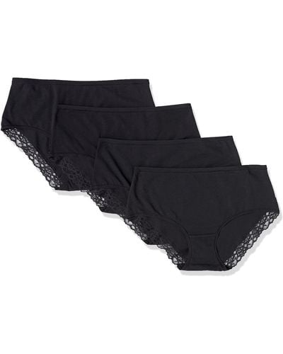 Amazon Essentials Cotton And Lace Midi Brief Underwear - Black