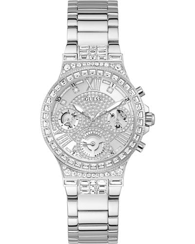 Guess Crystal Accented Bracelet Watch - Gray