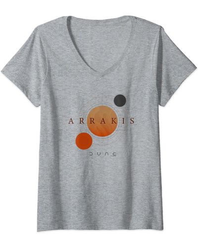 Dune S Arrakis Planet Logo V-neck T-shirt - Grey