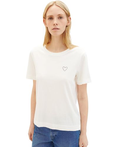 Tom Tailor T-Shirt mit Herz-Print - Weiß