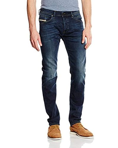 DIESEL Belther L.34 Tapered Fit Jeans, Blue (dark Blue 0814w), W40/l34