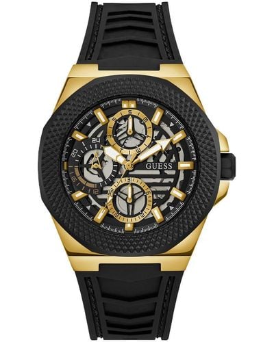 Guess Multifunction Black Silicone Watch 44mm