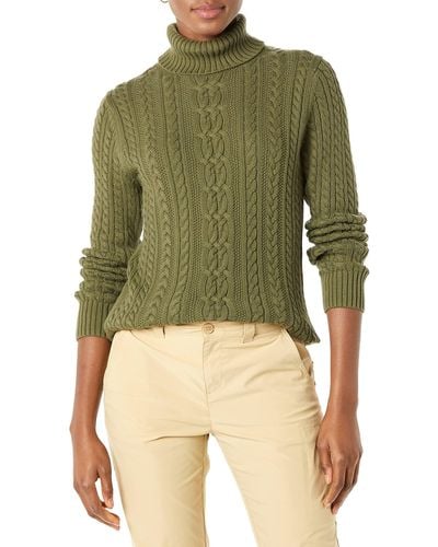 Amazon Essentials Fisherman Cable Turtleneck Sweater Sweaters - Verde