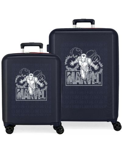 Benetton Marvel Heroes Iron Set di valigie Blu 55/70 cm ABS rigido Chiusura TSA integrata 119L 6,8 kg 4 doppie ruote bagaglio a mano