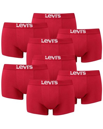 Levi's Pack of 8 Levis Solid Basic Trunk Boxer Shorts Underpants Pant Underwear - Rouge