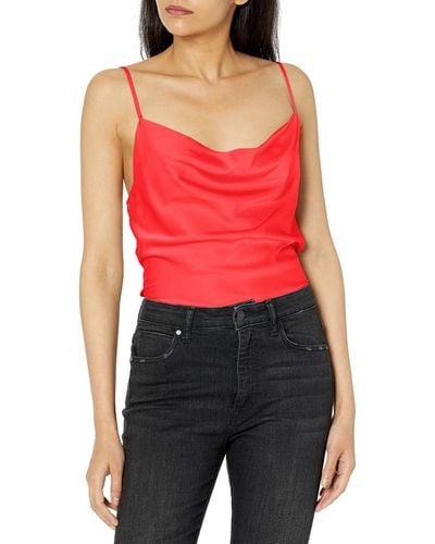The Drop Christy Cowl Neck Cami Silky Stretch Top Shirt - Red