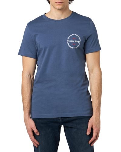 Tommy Hilfiger Hilfiger Roundle Tee Mw0mw34390 S/s T-shirts - Blue