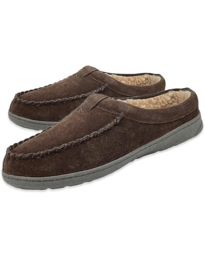 Clarks S Cozy Open Back Suede Clog Slipper With Plush Sherpa Lining Indoor Outdoor Slippers For - Braun