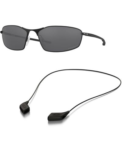 Oakley Sunglasses Bundle: Oo 4141 414103 Whisker Satin Black Prizm Blac Accessory Shiny Black Leash Kit - Metallic