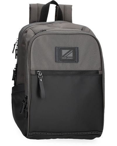 Pepe Jeans Stratford Laptop Backpack Grey 25x37x10cm Polyester 9.25l - Black