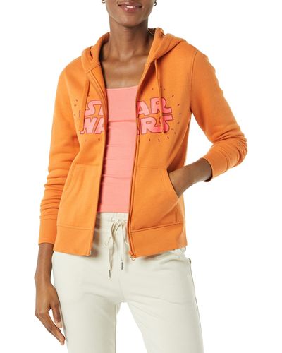 Amazon Essentials Disney Star Wars Marvel Frozen Princess Fleece Full-zip Hoodie Sweatshirt - Orange