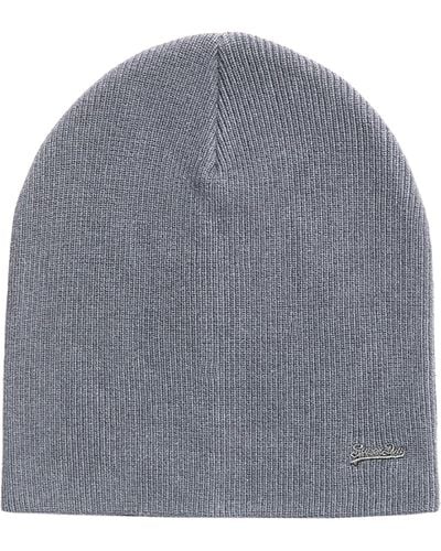 Superdry Knitted Logo Beanie Hat Beret, - Grey