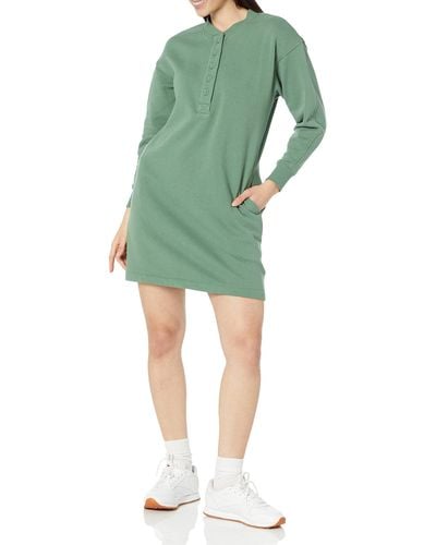 Amazon Essentials Knit Henley Sweatshirt Dress - Green