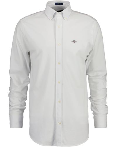 GANT Reg Jersey Pique Shirt Klassisches Hemd - Grau
