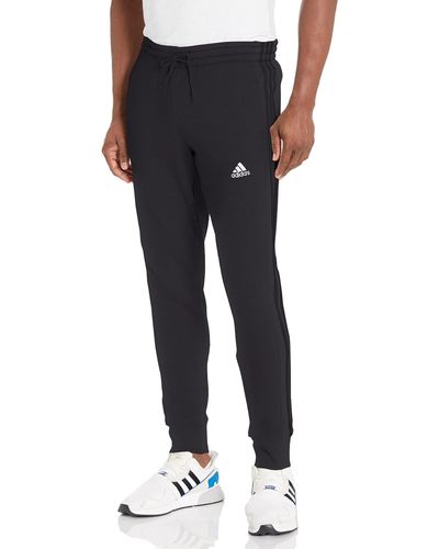 adidas Essentials French Terry Cuffed 3-stripes Pants - Black