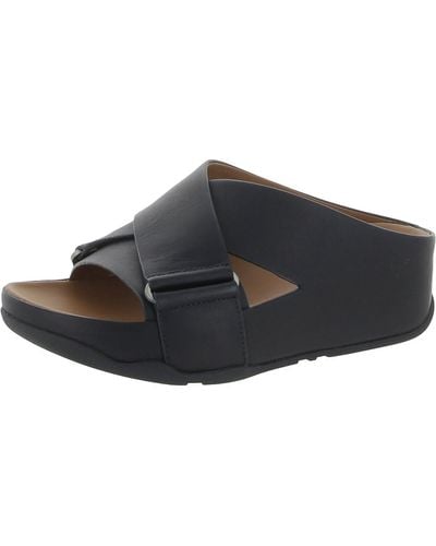 Fitflop S Shuv Leather Slide Wedge Sandals - Black