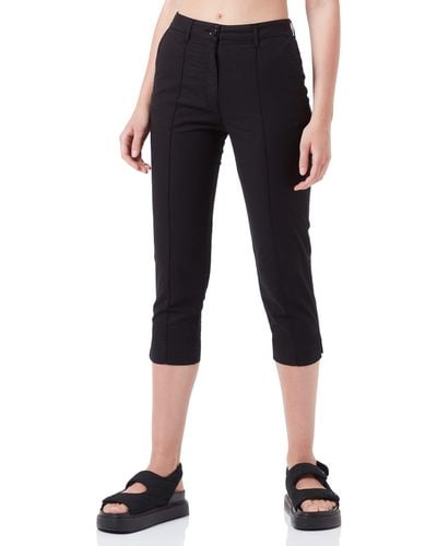 Love Moschino Capri In Stretch Cotton-linen Casual Trousers - Black