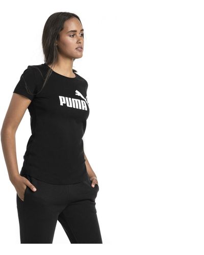 PUMA T-shirt Met Ess-logo Voor - Zwart