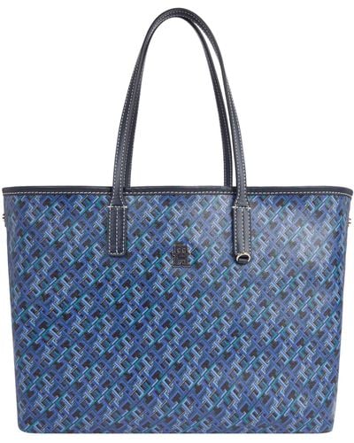 Tommy Hilfiger Th Monoplay Leather Tote Mono Aw0aw15971 - Blue