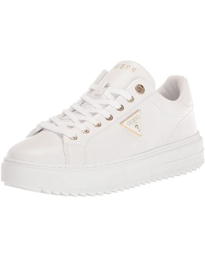 Guess Denesa Treaded Platform Lace-up Sneakers - White