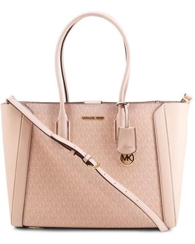 Michael Kors Kali Medium Satchel Laptop Case Tote Shoulder Bag Blush Powder Pink Large - Grey