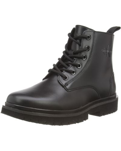 Calvin Klein Jeans Mid Boot Eva Mid Lace Up Boot Leather - Black