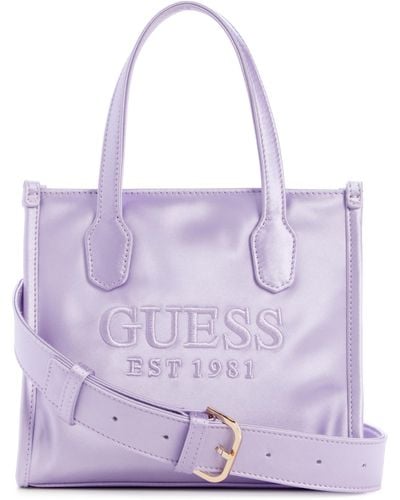 Guess Silvana Double Compartiment Mini Tote Satchel - Paars