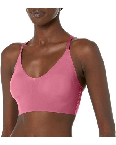 Maidenform Pure Comfort Wireless Bralette With Lace Trim - Pink
