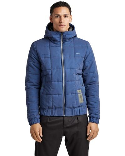G-Star RAW Meefic Squared Quilted Hooded Jacket - Blu