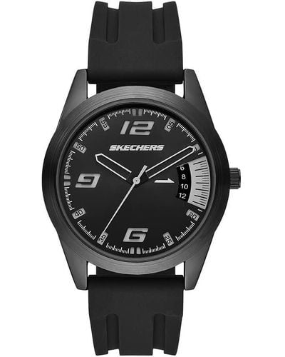 Skechers Reseda Quartz Metal And Silicone Three-hand Analog Watch - Black