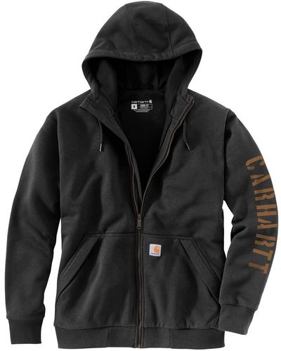 Carhartt Big & Tall Rain Defender Loose Fit Fleece Lined Logo Graphic Sweatshirt - Black