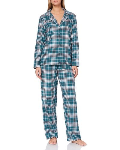 Iris & Lilly Langarm-Schlafanzug-Set Flanell - Blau