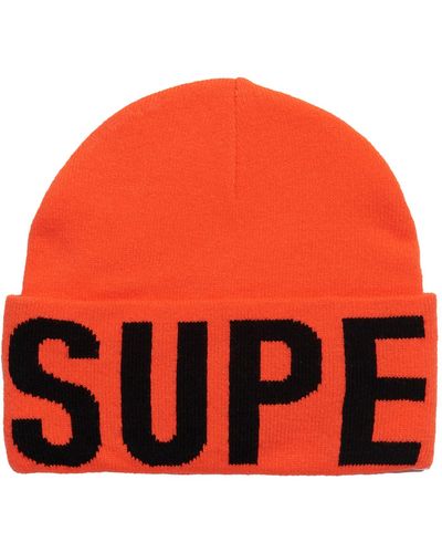 Superdry Branded Knitted Beanie Hat Baseball Cap - Red