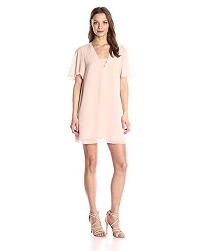 BCBGeneration Mini Dress With Deep V Lace - Pink