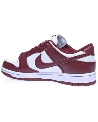 Nike S Dunk Low Retro Leather Team Red White Trainers 8 Uk - Purple