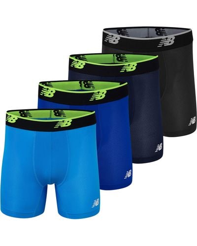 New Balance Ultra Soft Mesh 5" No Fly Boxer Briefs(4-pack Of Underwear) - Blue