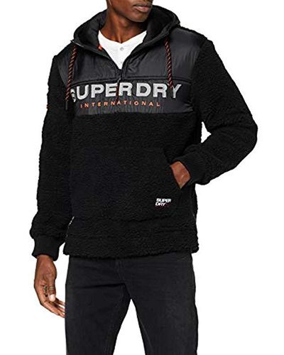 Superdry Sherpa Worldwide Stealth Half Ziphood Capucha - Negro