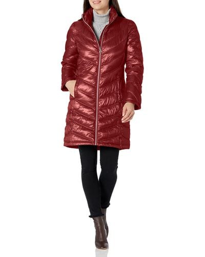Calvin Klein Chevron Quilted Packable Down Jacket - Red