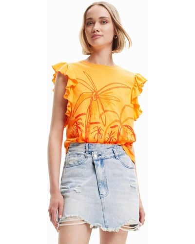 Desigual T-shirt Voor - Oranje