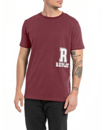 Replay T-Shirt ches Courtes Col Rond Logo - Violet