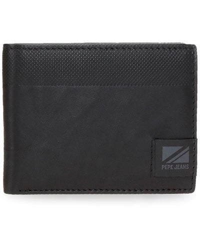 Pepe Jeans Topper Horizontal Wallet With Purse Black 11.5 X 8 X 1 Cm Leather