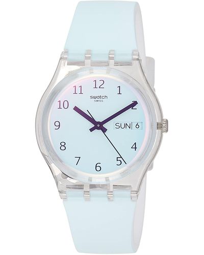 Swatch Analog Quarz Uhr mit Silikon Armband GE713 - Blau