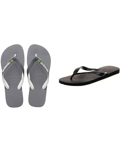 Havaianas Brasil Mix Adult Flip Flops | Color: Grey/white/white | - Multicolour