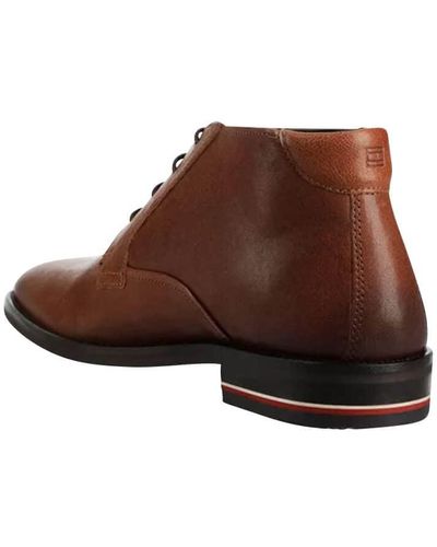 Tommy Hilfiger Signature Hilfiger Leather Boot Fashion - Brown