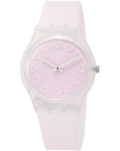 Swatch Analog Quarz Uhr mit Silikon Armband GE273 - Pink