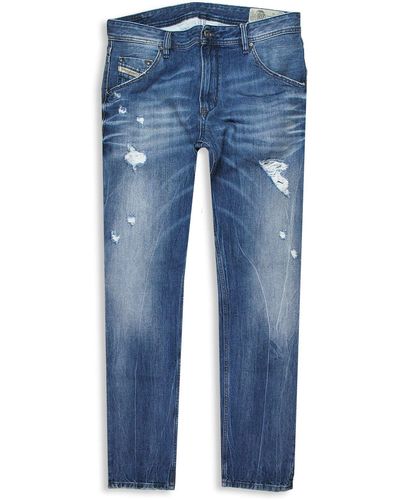 DIESEL Slim Jeans Krayver Storm Blue Destroyed - Blau