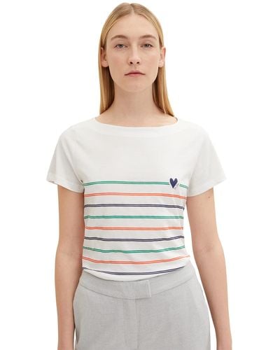 Tom Tailor T-Shirt mit Herz-Print aus Bio-Baumwolle - Weiß