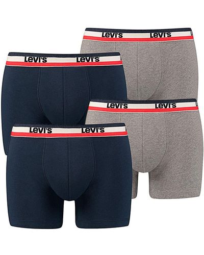 Levi's Sportswear Lot de 4 boxers en coton bio pour homme - Bleu