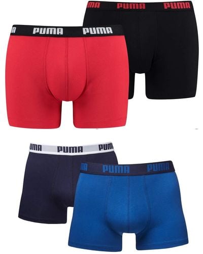 PUMA 4 er Pack Boxer Boxershorts Unterhose Pant Unterwäsche - Rot