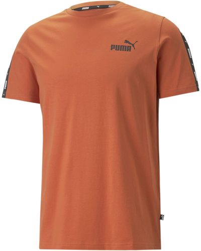 PUMA T-Shirt Essentials+ Tape da Uomo S Chili Powder Orange - Arancione